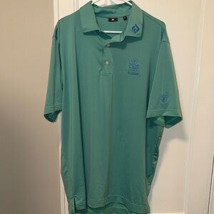 Footjoy Striped Teal Polo Shirt